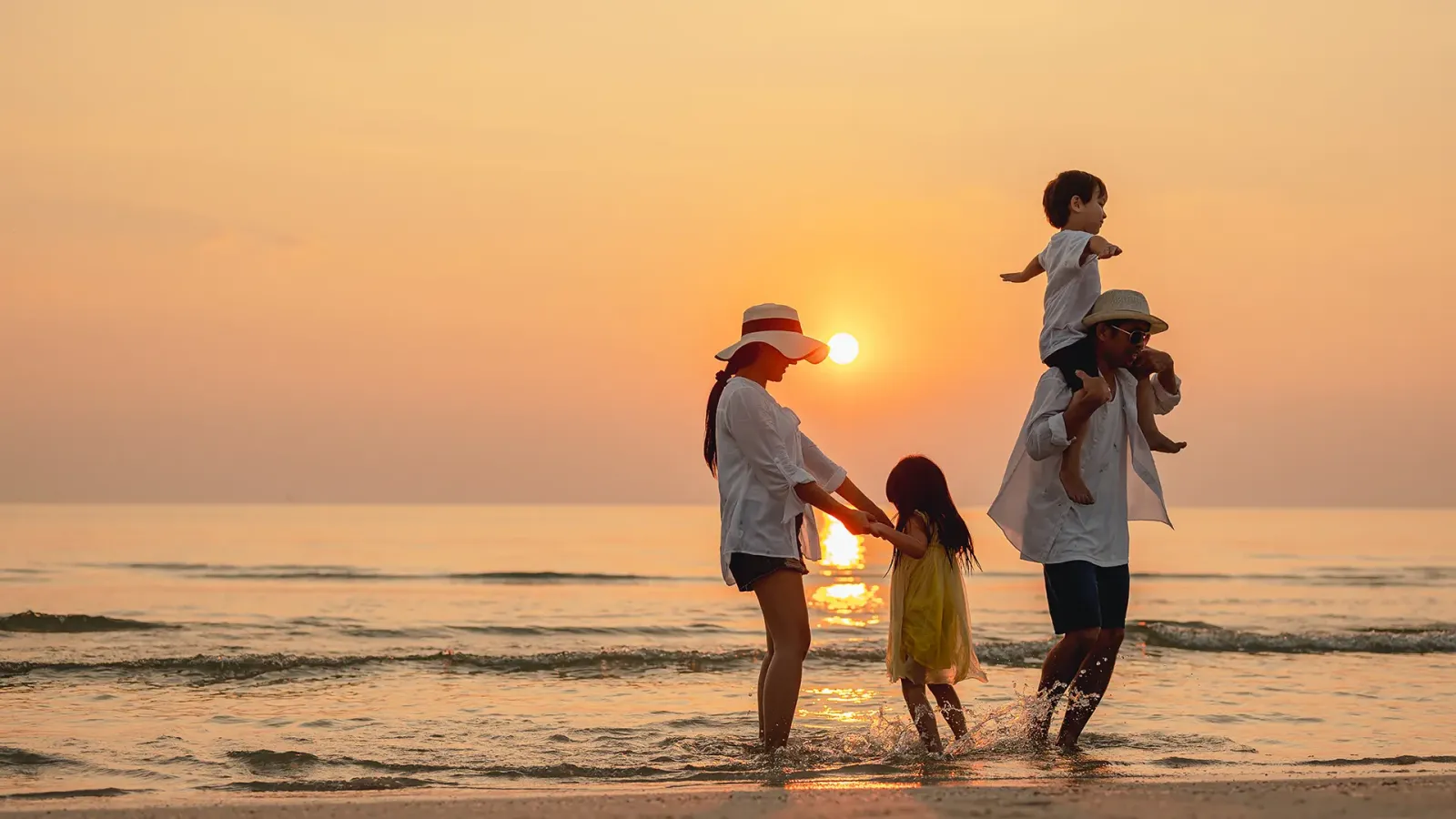 family on the beach